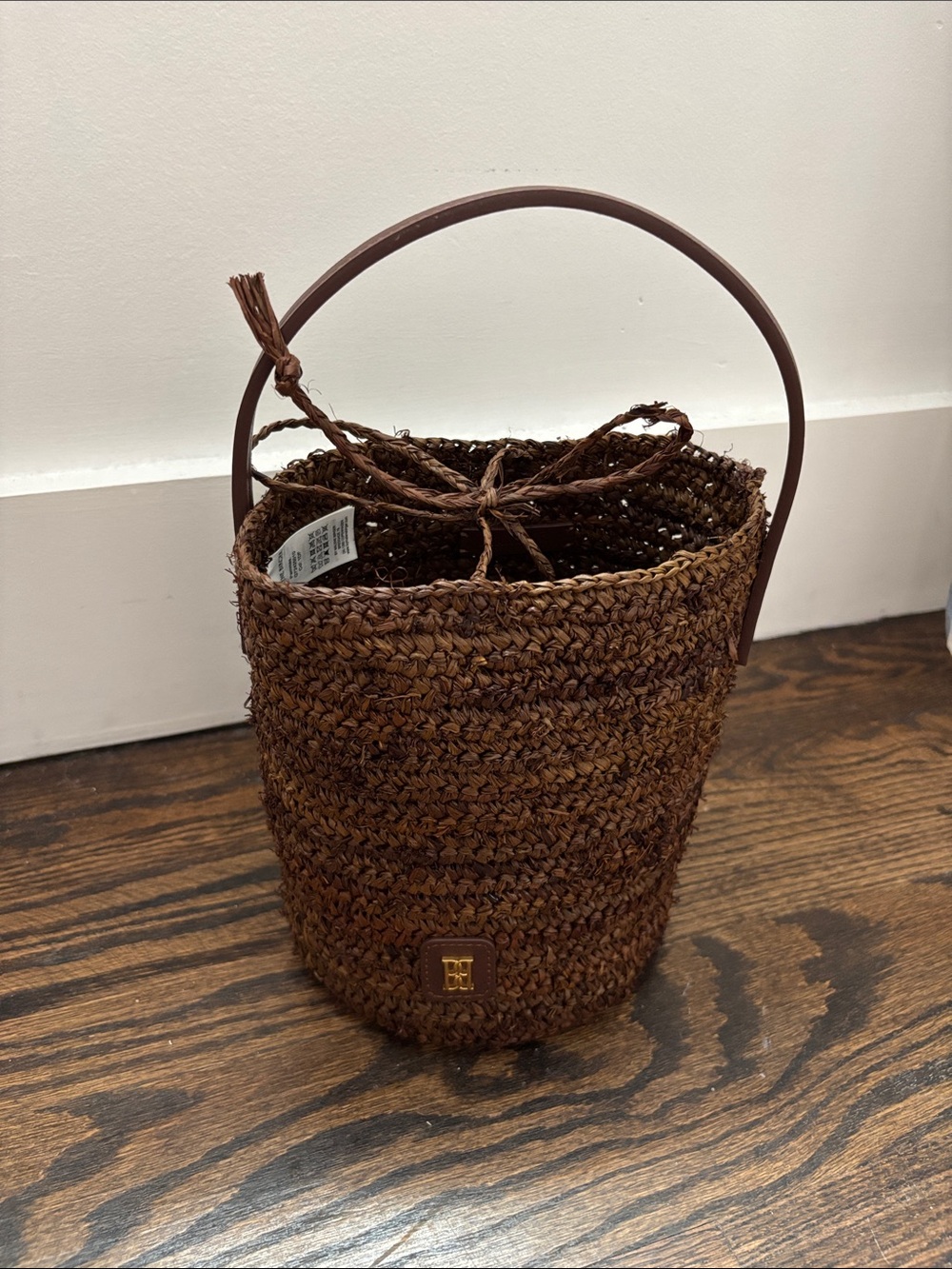 By Malene Birger Brown Woven Mini Bucket Bag